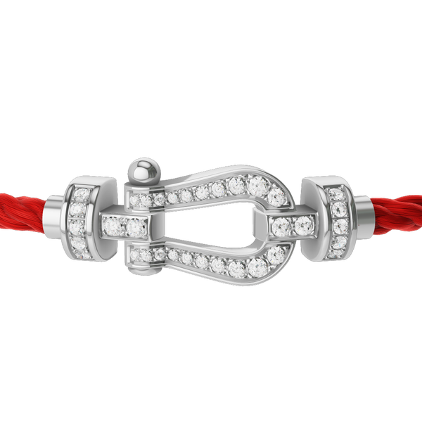 Force 10 Medium White Gold and Diamond Pav&eacute; Cable Bracelet